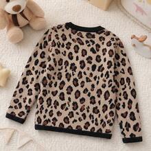 Girls Sweaters, Tween Girls Leopard Print Knit Cardigan, Button Front Crew Neck Long Sleeve Soft Preppy Top For Fall Winter Daily & Party Outfits - Multicolor - View 7