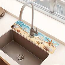 1pc Faucet Drip Tray, Absorbent Mat, Protects Countertop, Easy To Clean, Suitable For Kitchen Sink, Bathroom Vanity, Bathroom Faucet, Vegetable Sink Countertop, Bathroom Washbasin, Home Decor|Kitchen Decor|Bathroom Decor, Perfect Housewarming Gift, Christmas Gift - Multicolor - View 5