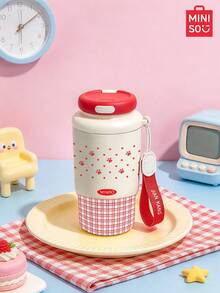 MINISO 保溫咖啡杯，多色可選，附蓋子與掛繩，適用於飲品與果汁，冬季必備，適合生日禮物，容量 368ml - 黑色 - 查看 9