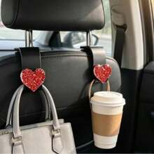 1PC Bling Heart Car Seat Headrest Hook, Car Seat Back Storage Hanger For Purse And Bag, Universal Vehicle Interior Organizer Accessories For SUV - Multicolor - View 1