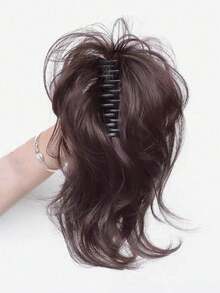 1pc High Crown Fountain Curly High Ponytail Wig, Elegant Lady Style, Hair Clip, Voluminous Hair Extension, Realistic Short Hair Braid - Multicolor - View 6