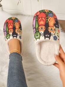 Sandal Wanita Motif Kucing Lucu, Sandal Musim Dingin Lembut dan Ringan, Sandal Natal - MultiWarna - View 2