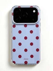 可愛粉色波點圖案亮面果凍手機殼，適用於 iPhone 18 Pro Max 17 Pro Max 16 Pro Max 17 16 15 14 13 12 Pro Max 11，可愛防震軟背蓋 - 藍底紅點 - 查看 4