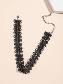 1pc Fashion Gothic Black Choker Necklace Punk Lolita Sweet Cool Style For Women - Black - View 5