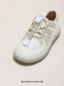Kids' Retro Sneakers, Elastic No Tie Lace Fleece Lined Round Toe, Casual Daily Fall Winter 2026 - Beige - View 8