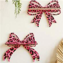 1pc Leopard Print Bow Wall Hanging Rack, Wooden Crystal Display Stand With Hooks, Decorative Hanging Jewelry Storage Rack, Suitable For Bedroom, Living Room Or Vanity, Leopard Print Design, Home Decor, Room Decor, Wall Decor Gift, Birthday Graduation Gift - Leopard Print Bow - View 10