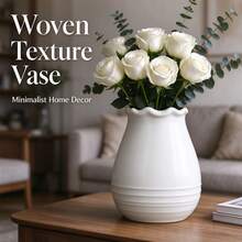 3D Printed Knitted Texture Art Vase, Cream Style Wavy Edge Design, Desktop Flower Container, Ins Minimalist Home Decor Ornament, Living Room Entryway Soft Decoration, Dried Flower Fresh Flower Vessel, Highly Attractive Niche Home Atmosphere Decorative Craft - 1PC - View 4