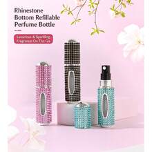 1 High-End Rhinestone-Encrusted Perfume Sub-Bottle With Vacuum Press Design, 5ml Moisturizing Sample Bottle, Cosmetic Travel Mini Spray Bottle, Perfume Bottle - Multicolor - View 6