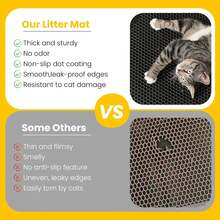 Cat Litter Mat, Upgraded Super Waterproof Back Layer Cat Litter Box Mat, Non-Slip, Durable, Soft Touch Cat Litter Trapping Mat, Black - Black - View 9