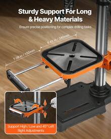 304.8 Mm Benchtop Drill Press, 750W, 340-2200 RPM Variable Speed Bench Drill Press, With 0-45° Tilting Worktable, LED Work Light, X-Ray Positioning, Tabletop Drilling Machine For Wood Metal - 750W - View 6