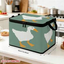 1pc Open Storage Bin Pixel White Goose Print Rectangular Laundry Basket, Pixel Style Animal Theme Foldable Fabric Storage Basket With Handle, Suitable For Bathroom, Bedroom, Laundry Room Home Organization - A - View 12