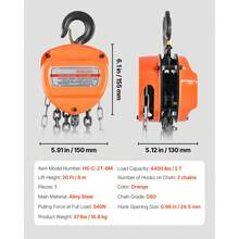Hand Chain Hoist, 2 Ton Capacity, Manual Chain Block With Upgrade G80 Galvanized Chain, 6 M Lifting Height, Heavy Duty Pulley Hoist For Garage Warehouse Automotive Machinery, Orange - 4400 Lbs 20 Ft - View 7