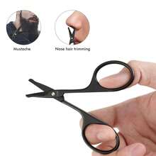 3.75 Inch Safety Curved Tip Round Head Nose Hair Scissors - Black - View 1