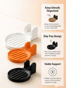 1pc Plastic Spoon Rest, Grooved Drip Tray Design Utensil Holder, For Countertop Cooking Spoon Ladle Spatula Storage, Kitchen Counter Decor Kitchen Gadgets Home Dining Supplies - Multicolor - View 2