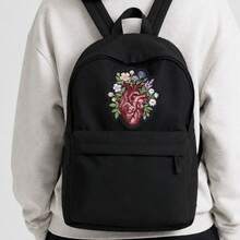 RHUAGYP 1pc Gothic Romantic Floral Heart Embroidered Patch, Flower And Green Leaf Surrounding Heart Badge, Personalized Clothing Patch, Iron-On/Sew-On, Suitable For Jacket, Backpack, Hat And Bag Decoration - Multicolor - View 7