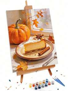 Adult & Beginner Digital Oil Painting Kit, Pumpkin Cake, Easy Acrylic Painting Supplies (Includes Brushes & Paints), Suitable For Home Decor, Ideal Gift For Holiday. - Sets - View 3
