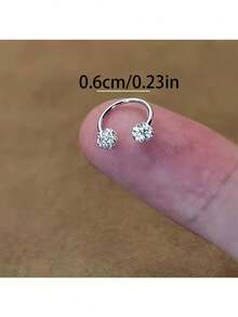 eTel LiKe Pendientes tipo aro en forma de C de acero inoxidable con diseño de moda y con rhinestones - Plateado - Ver 14