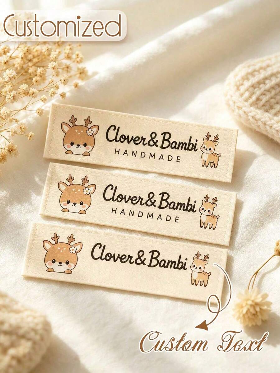手工製品專用客製化布製衣標，個性化縫製縫標，可客製文字布製禮品標籤，DIY手工服飾、被褥或針織作品飾品配件 - 彩色 - 查看 1