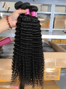 ARABELLA 10A Brazilian Deep Wave 1PC Bundles 100% Human Hair Unprocessed Brazilian Virgin Hair Weave Bundles Soft & Full No Shedding Daily Use Deep Wave Natural Color Hair Extension - SNatural - View 1