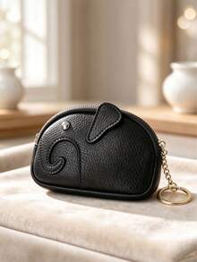 Cute Elephant Coin Purse PU Leather Mini Zipper Wallet Cartoon Animal Key Pouch Keychain Pendant Card Holder Girls Small Storage Bag Gift, Portable Cute Keychain Coin Purse, Multi-Functional Zipper Storage Bag, Can Hold Cards And Lipstick, Lightweight And Fashionable, Suitable As Anniversary Or Birthday Gift - Multicolor - View 7