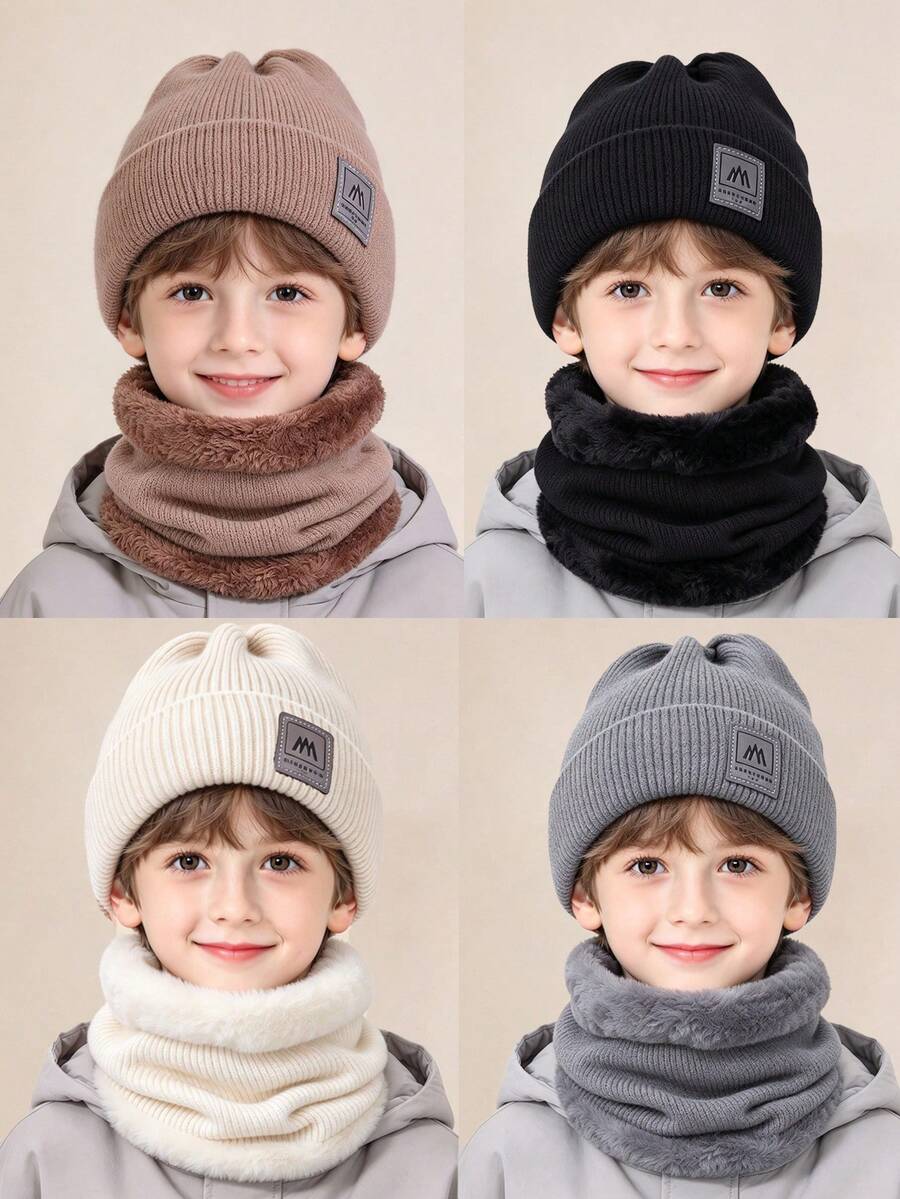 Children's Knitted Hat, Winter Thermal Lined Thickened Versatile Knit ...