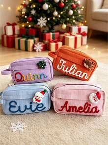 1pc Customized Name Pencil Case, Personalized Pencil Pouch, Pink Cute Large Capacity Student Pencil Box, Handmade Pencil Bag, Back To School Gift For Girls And Boys, Birthday Gift, Cute Style - Multicolor - View 11