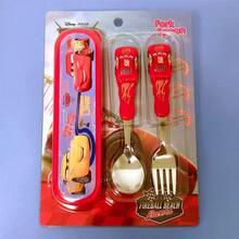 Disney Children's Stainless Steel Spoon And Fork Set, McQueen Eating Spoon And Fruit Fork, Portable Dining Set For Elementary School Students - Multicolor - View 7