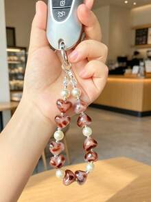 Creative Leopard Print Beaded Keychain Pendant, Phone Chain, Fashionable Bag Charm Accessory, Car Key Accessory, Remote Key Fob Pendant, Suitable As Gift For Women Friends, Valentine's Day Gift - A - View 6
