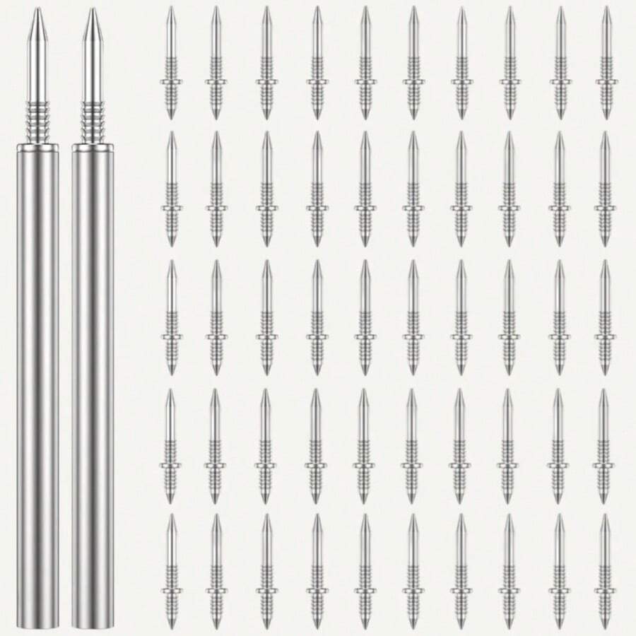 100pcs Invisible Nails, Double-Headed Nails, Special For Baseboards, Traceless Nails, Wood Veneer Hidden Nails, Horn Nails, Expansion Screws, Horn Nails - Double-textured - View 1