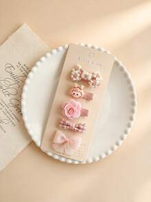 5pcs/Set Kids Hair Clips Set, Cute Bow, Flower, Animal Hair Clips, Sweet Girls Daily Wear Hair Accessories - Multicolor - View 16