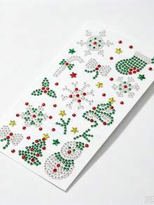1pc Christmas Decorative Christmas Tree Gem Face Stickers, Including Various Patterns Such As Christmas Trees, Snowflakes, Gifts, Santa Hats, Stars, Bows, And Other Y2K Decorations, Allowing For Free DIY - Multicolor - View 12