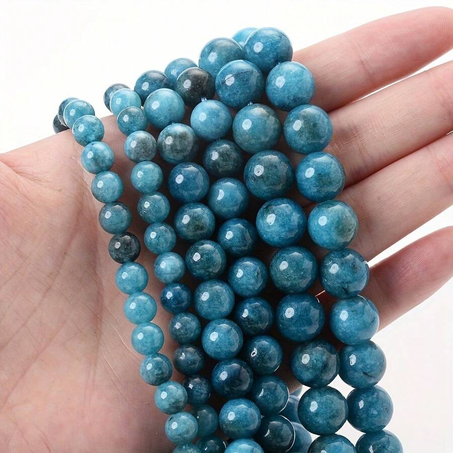 4/6/8/10mm Natural Blue Apatite Round Beads - Loose Gemstones For DIY Jewelry Making, Natural Beads For Bracelets, Necklaces - Blue - View 1