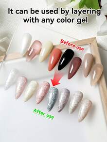 AiFer 15ml/Pc Kutek Gel Berkilau Motif Cangkang Putih, Efek Cangkang Mutiara Aurora, Semi Permanen, Dapat Dihapus dengan UV LED, Desain Manikur Seni Kuku - Putih - View 3