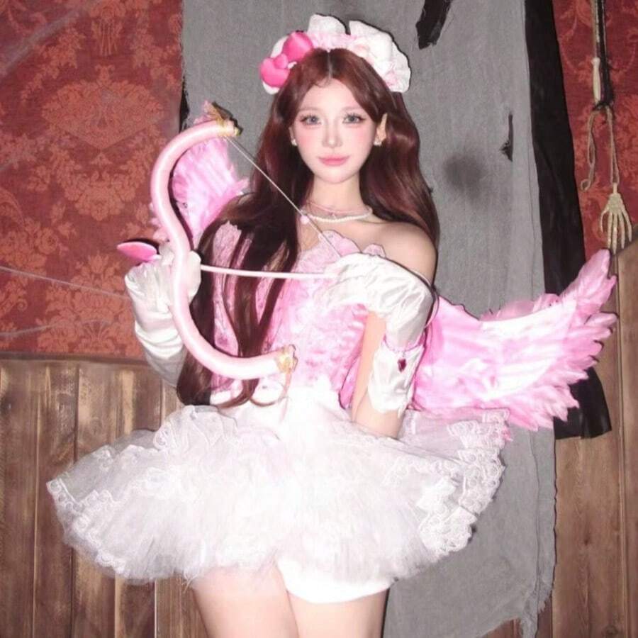 Valentine's Day Goddess Bow Cupid Bow Halloween Carnival Costume Party Cosplay Prop - Pink - View 1