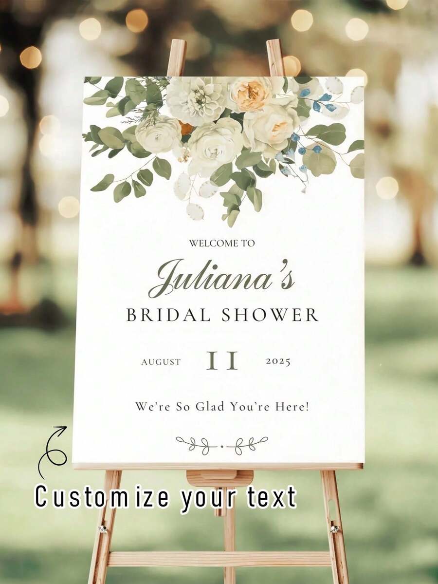 Letrero de Bienvenida Personalizable para Despedida de Soltera en Lienzo con Marco de Madera, Decoración de Entrada de Boda, Decoración de Novia Personalizada, Arte de Pared en Lienzo con Tema Botánico, Flores Silvestres - Multicolor - Ver 1