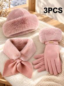 3pcs Women's Winter Hat, Scarf And Gloves Set, Warm And Comfortable Cold Weather Accessories, Suitable For Daily Wear, Commuting, Outdoor, Travel, Christmas Gift For Her - Multicolor - View 8