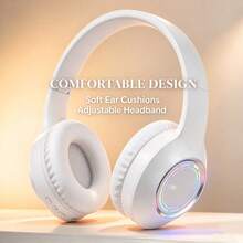Tai nghe không dây chụp tai mới, có thể thu gọn và gấp lại, âm bass sâu Hi-Fi, thời lượng pin siêu dài, quà tặng giá rẻ, tương thích với điện thoại chơi game phổ biến, chống mồ hôi, tích hợp mic, độ trễ thấp - Xem 10