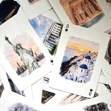 1 Set 54pcs Architecture Playing Cards With World Landmarks Illustrations, Collectible Art Gift For Halloween, Thanksgiving, Christmas, New Year Card Game - Multicolor - View 6