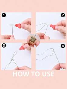 40 Large Eye Sewing Needles, 7 Sizes Sharp Sewing Needles, Suitable For Hand Sewing, Leather Embroidery Thread, Stainless Steel Yarn Knitting Needles (With Threader), Thimble (For Craft, Mending, Quilting) - Multicolor - View 4