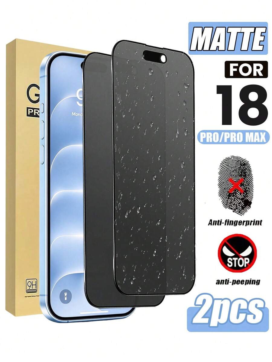 2pcs Matte Privacy Screen Protector Compatible With Iphone 18 Pro Max, Made Of Pet Soft Film (Not Tempered Glass), Anti-Drop Anti-Collision, Privacy Function Screen Protector, Compatible With IPhone 18 Pro Max/18 Pro/Duo/17 Pro Max/16/15/14/13/12/11/XS/8/7, Non-Glass Material - Black - View 1