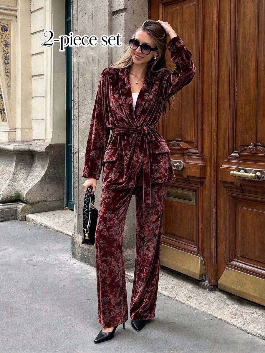 Women Two-Piece Outfits - Red - View 1