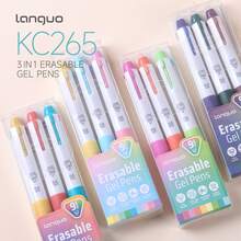 Blue Fruit New KC265 Erasable Neutral Pen, 3-In-1 Heat Erasable 0.6mm Drawing And Writing, DIY 3-Color Erasable Pen For Journaling And Drawing, Suitable For Drawing Enthusiasts, Suitable For Student Note-Taking, Easy To Erase And Write, Vibrant Colors, Great Learning Helper - Sets - View 2