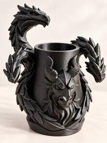 1pc Creative Three-Headed Dragon Pen Holder - Desktop Organizer, Suitable For Pencils, Brushes And Office Supplies; Home And Office Decor And Storage Accessory - Three-headed Dragon Pen Holder - View 2