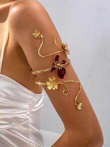 1pc Fashion Metal Flower Element Pendant Bracelet Suitable For Women's Daily Wear And Beach Vacation - Red - View 1