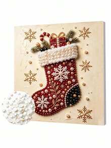 Christmas Pearl Christmas Sock Pearl Art DIY Kit With Frame, Beaded Mosaic Wall Decor - A - View 5
