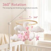 Music Baby Crib Mobile Pink Rabbit Plush Doll Suitable For Newborns 0 ...