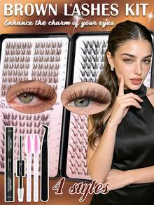 288pcs Natural Look DIY Eyelash Extension Kit,Brown Lashes, Clean Girl ...