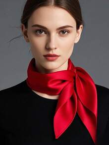1pc Women's Solid Color Faux Silk Satin Scarf, Minimalist Elegant Versatile Square Headscarf, Multi-Functional Neck Scarf Suitable For Daily Wear, Dating, Dinner, Banquet - Multicolor - View 4