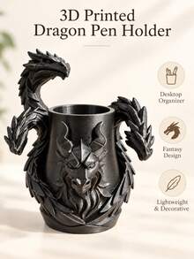 1pc Creative Three-Headed Dragon Pen Holder - Desktop Organizer, Suitable For Pencils, Brushes And Office Supplies; Home And Office Decor And Storage Accessory - Three-headed Dragon Pen Holder - View 5