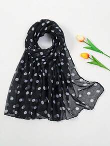 1 chiếc khăn choàng cổ vintage họa tiết vằn ngựa vằn và da báo - màu đen - Xem 1